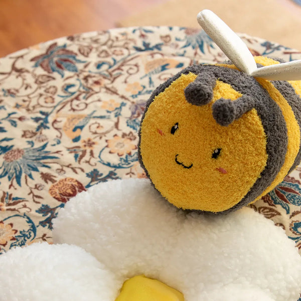Springtime Flower and Bee Boucle Cushion Collection -- Delicors