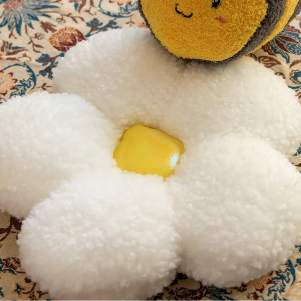 Springtime Flower and Bee Boucle Cushion Collection -- Delicors