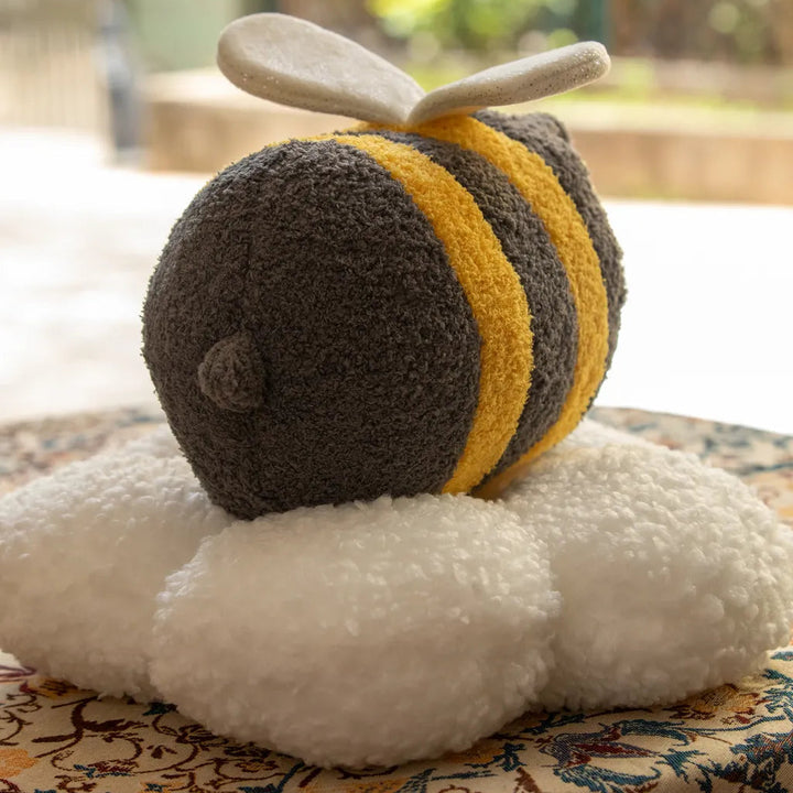 Springtime Flower and Bee Boucle Cushion Collection -- Delicors