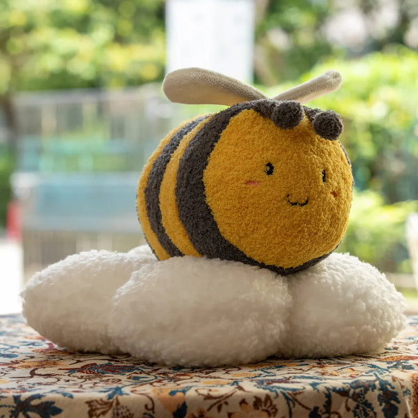 Springtime Flower and Bee Boucle Cushion Collection -- Delicors