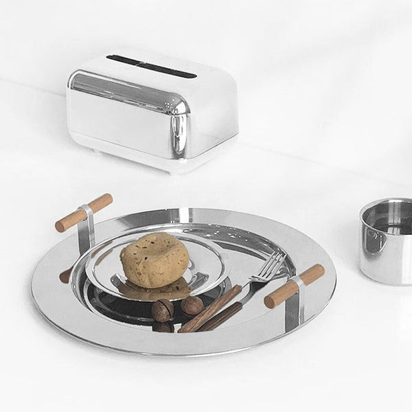Stainless Steel Round Serving Tray - Tray - Delicors