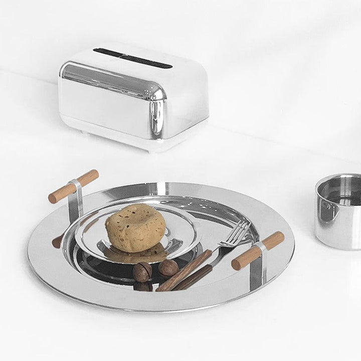 Stainless Steel Round Serving Tray - Tray - Delicors