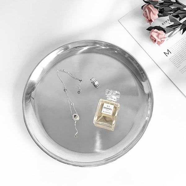 Stainless Steel Round Serving Tray - Tray - Delicors