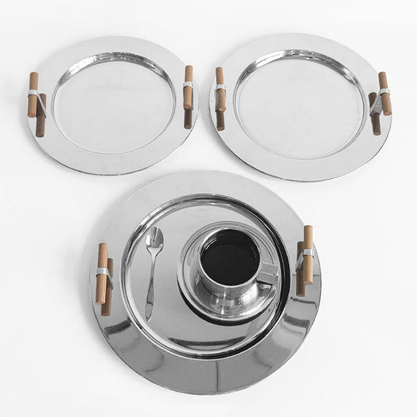 Stainless Steel Round Serving Tray - Tray - Delicors