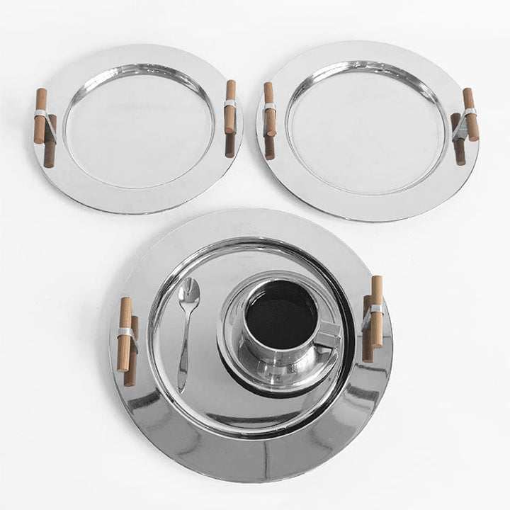 Stainless Steel Round Serving Tray - Tray - Delicors