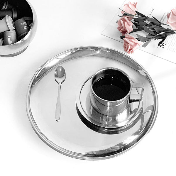Stainless Steel Round Serving Tray - Tray - Delicors