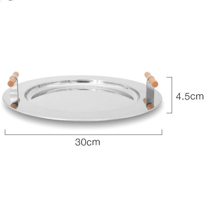Stainless Steel Round Serving Tray - Tray - Delicors
