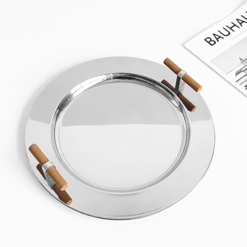 Stainless Steel Round Serving Tray - Tray - Delicors