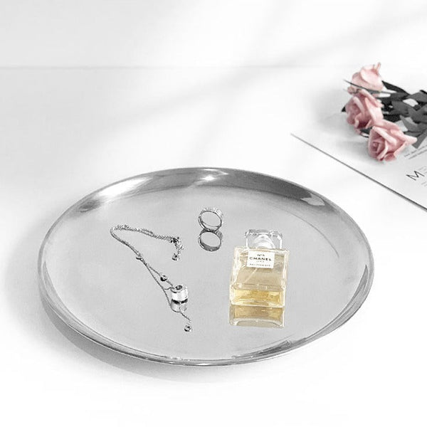 Stainless Steel Round Serving Tray - Tray - Delicors