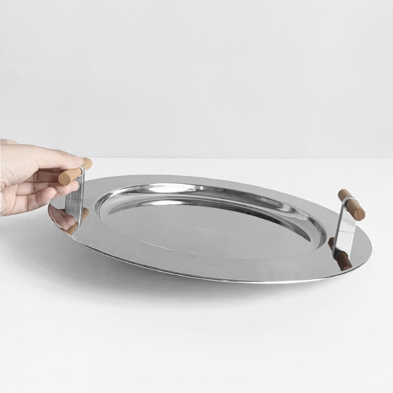 Stainless Steel Round Serving Tray - Tray - Delicors