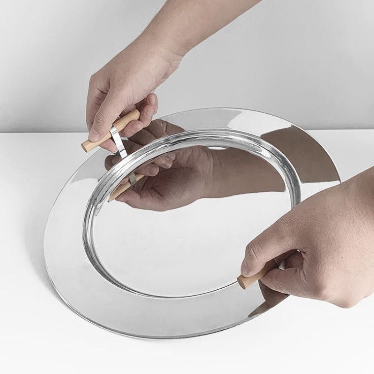 Stainless Steel Round Serving Tray - Tray - Delicors