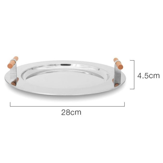 Stainless Steel Round Serving Tray - Tray - Delicors
