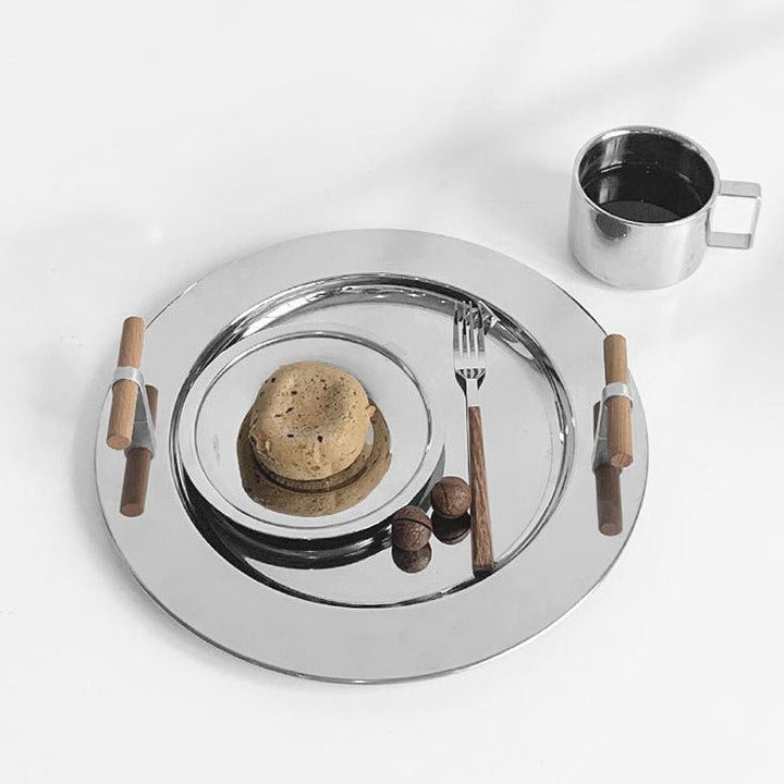Stainless Steel Round Serving Tray - Tray - Delicors
