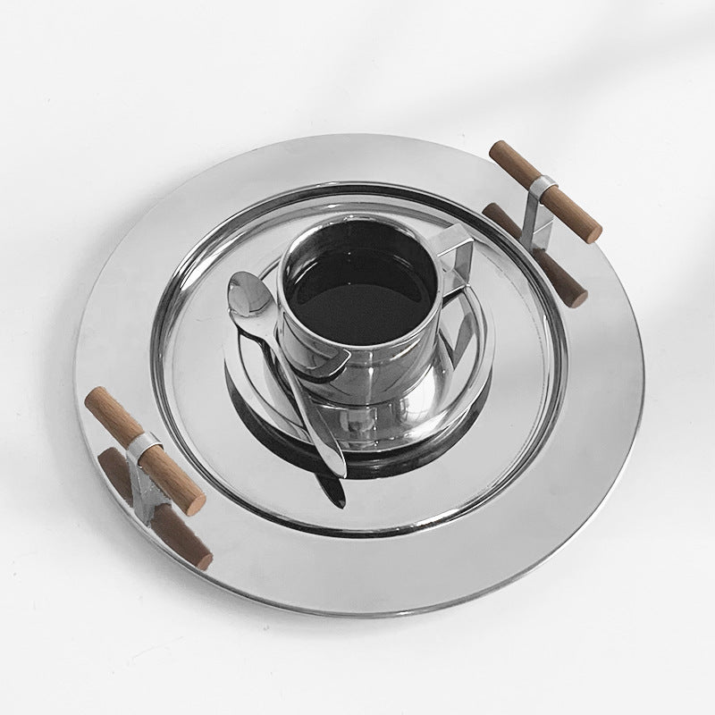 Stainless Steel Round Serving Tray - Tray - Delicors