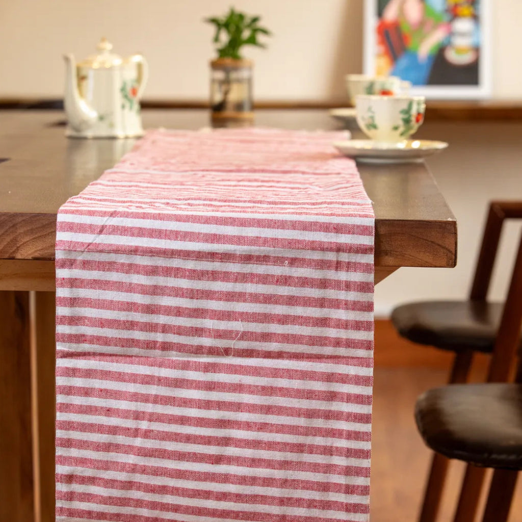 Striped Tassel Table Runner -Table Runner- Delicors