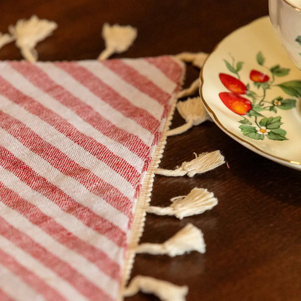 Striped Tassel Table Runner -Table Runner- Delicors