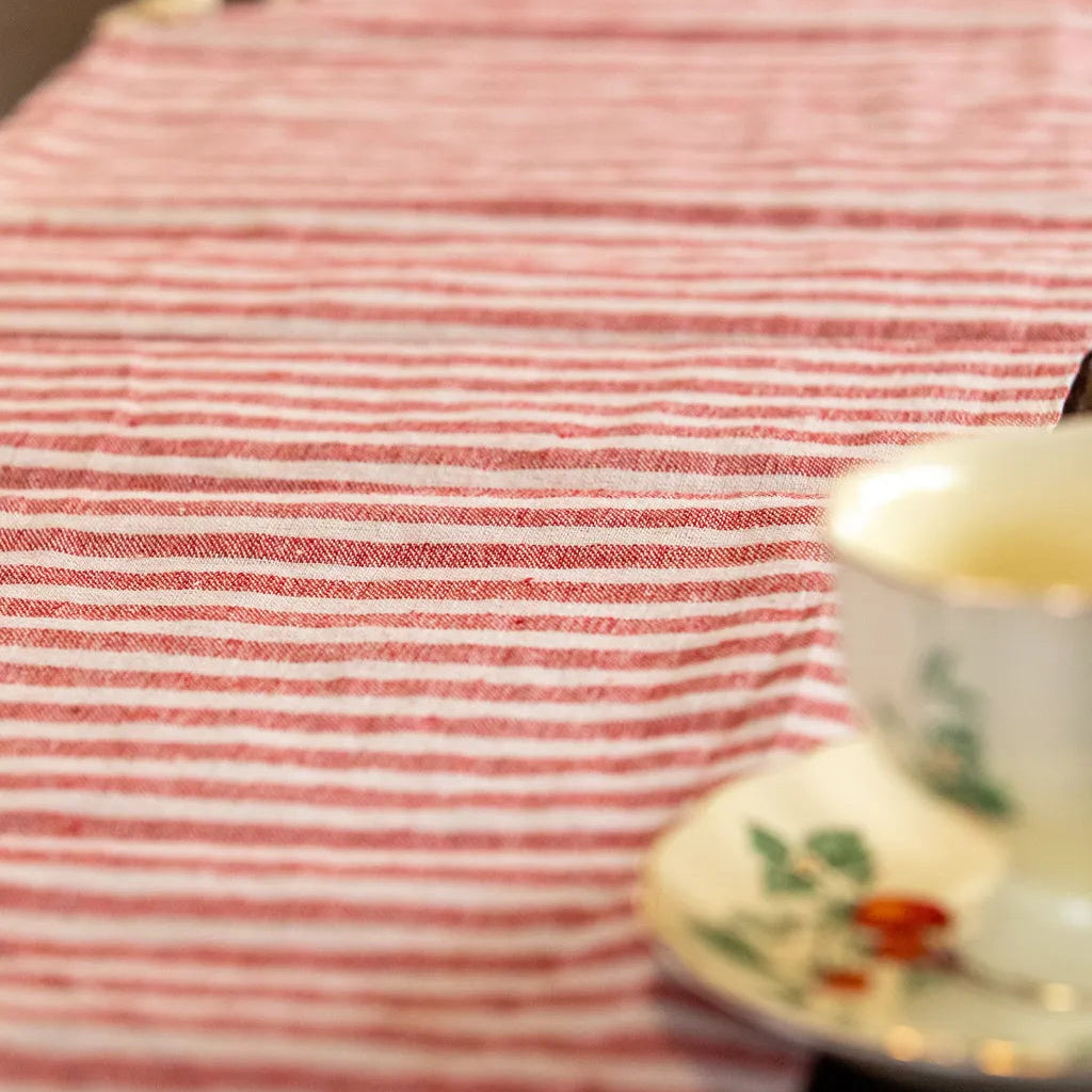 Striped Tassel Table Runner -Table Runner- Delicors