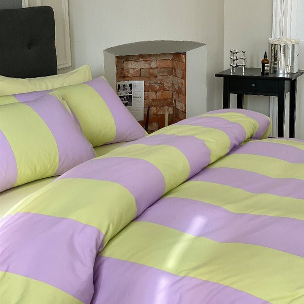 Summer Love Striped Bedding Quilt Cover Set - Bedding - Delicors