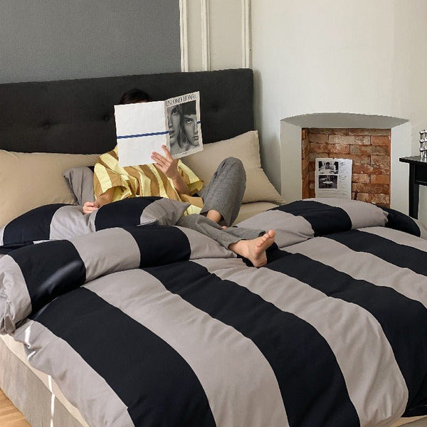 Summer Love Striped Bedding Quilt Cover Set - Bedding - Delicors