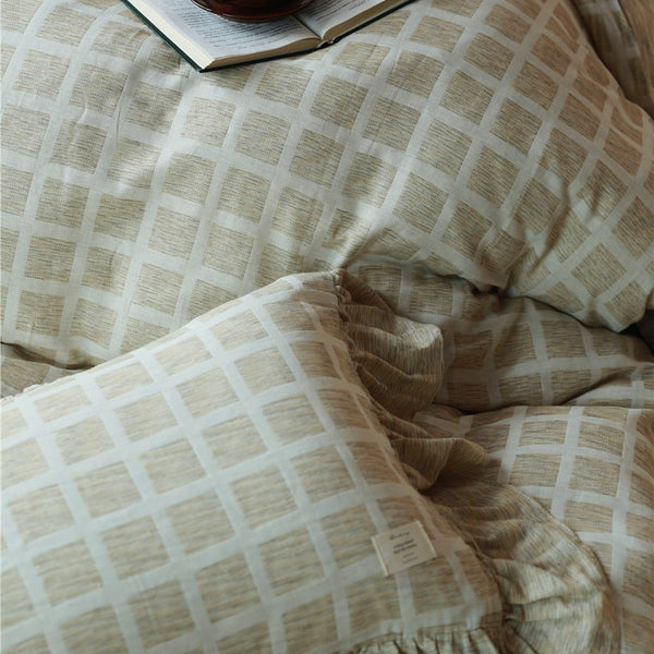 Tea Checkered Bedding Set