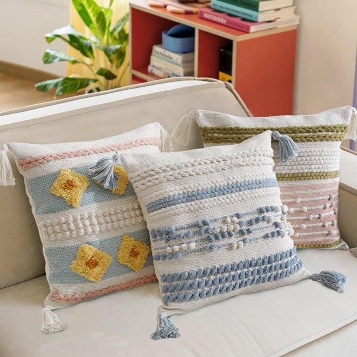 Tassel Embroidered Cushion - Cushion - Delicors