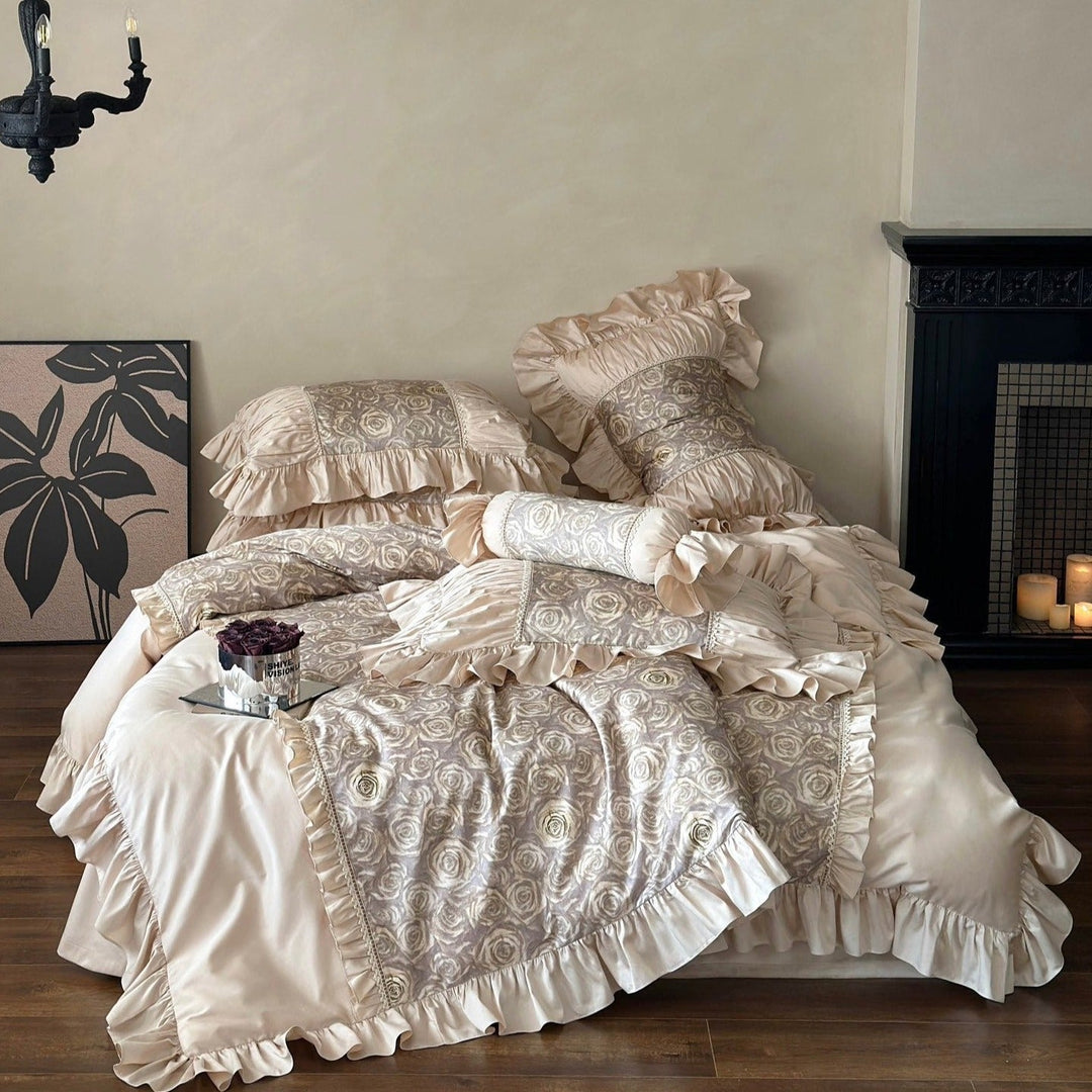 Vintage Bloom Ruffle Bedding Set - Bedding - Delicors
