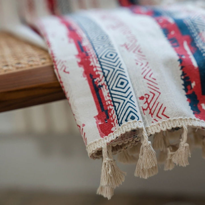 Vintage Red Boho Tassel Curtain - Curtain - Delicors