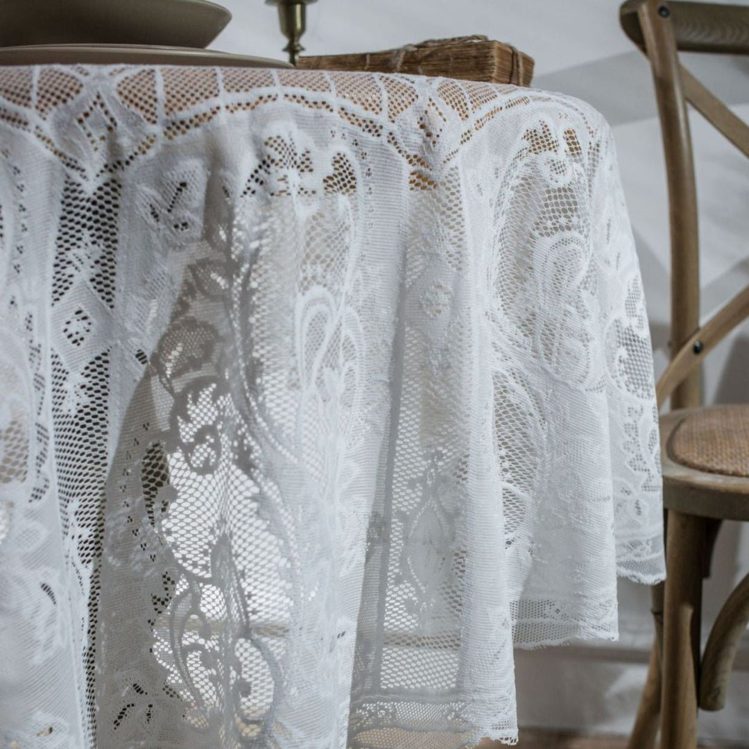 White Lace Embroidered Table Cloth - Table Cloth - Delicors