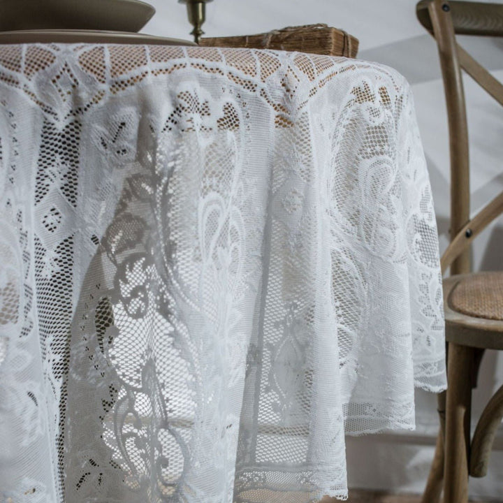 White Lace Embroidered Table Cloth - Table Cloth - Delicors