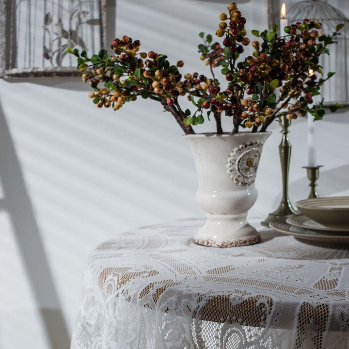 White Lace Embroidered Table Cloth - Table Cloth - Delicors