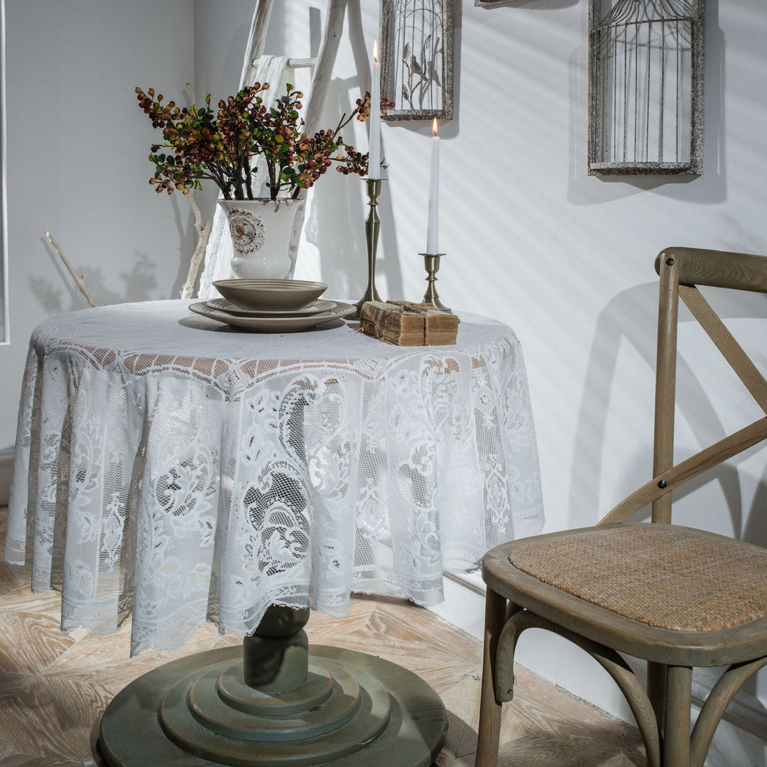 White Lace Embroidered Table Cloth - Table Cloth - Delicors