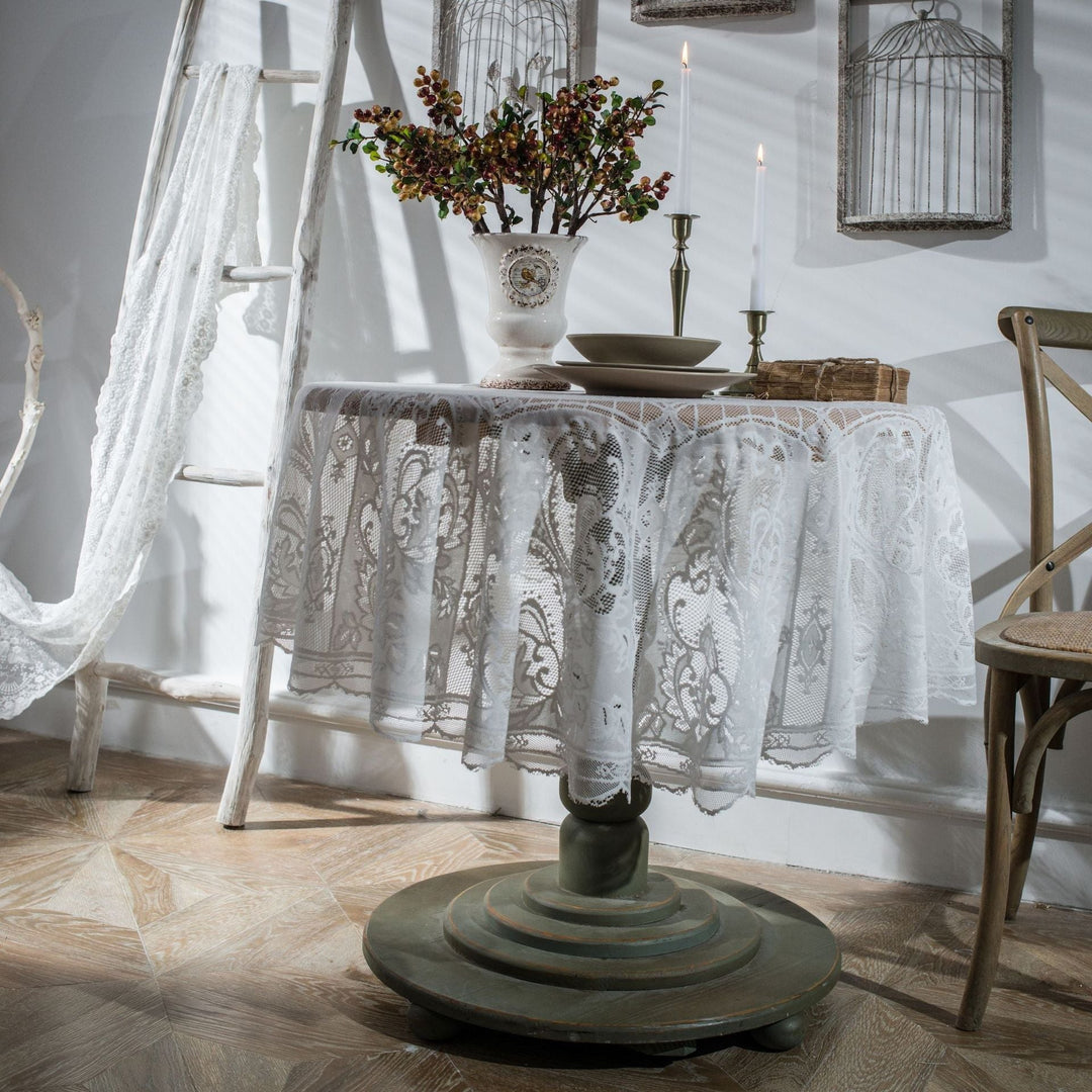 White Lace Embroidered Table Cloth - Table Cloth - Delicors