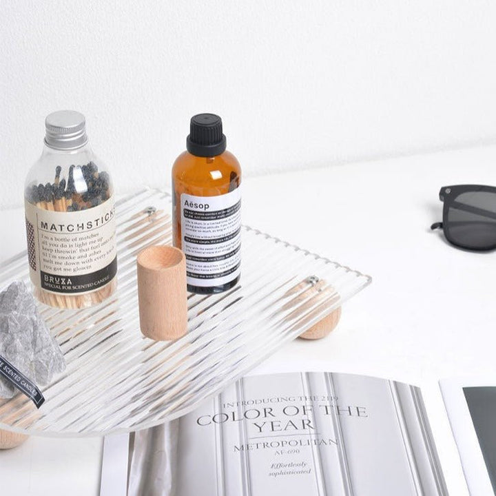 Wind Wooden Feet Acrylic Corrugated Tray - Tray - Delicors