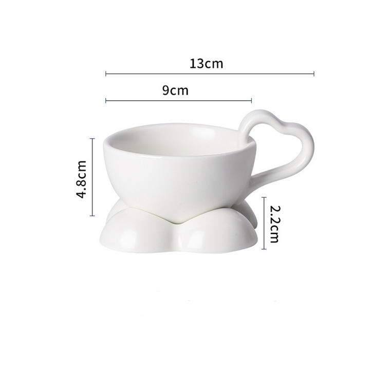 Big Heart Ceramic Teacup Set