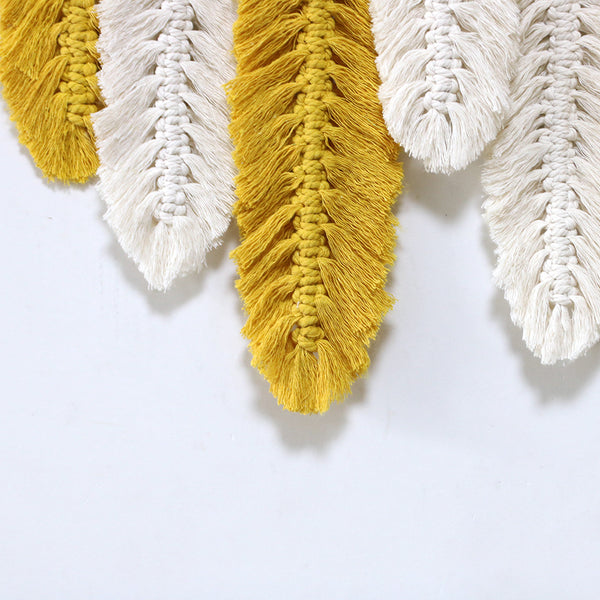 Yellow Feather Macrame Wall Decor