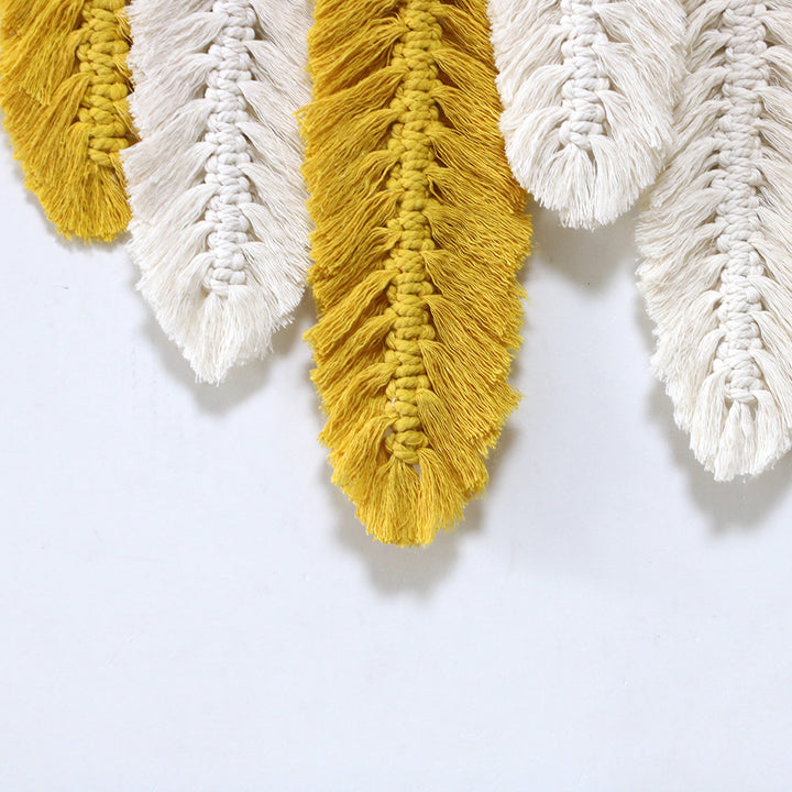 Yellow Feather Macrame Wall Decor