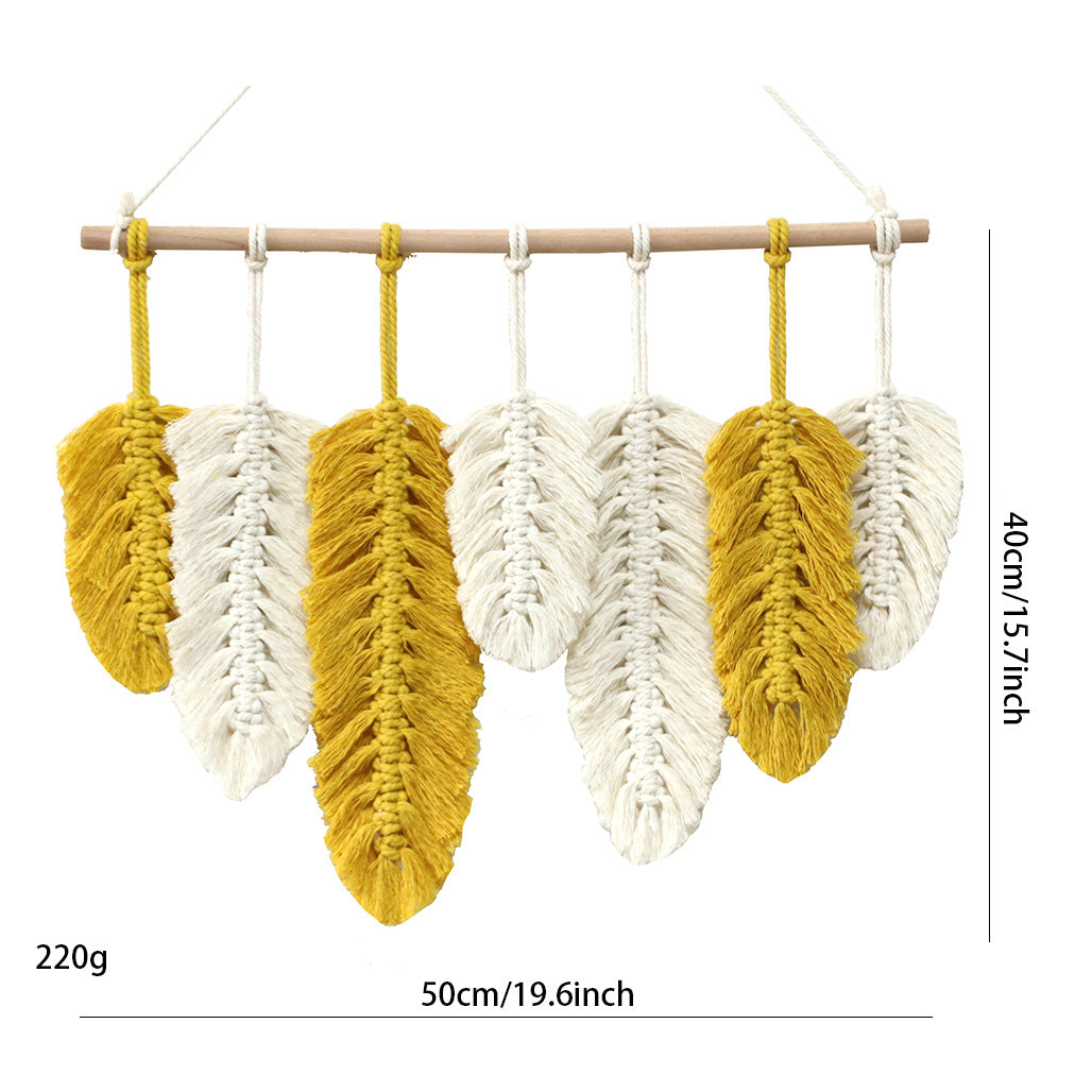 Yellow Feather Macrame Wall Decor