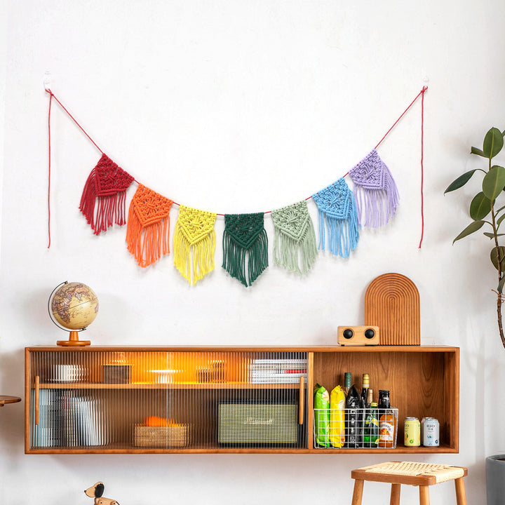 Rainbow Banner Macrame Wall Decor