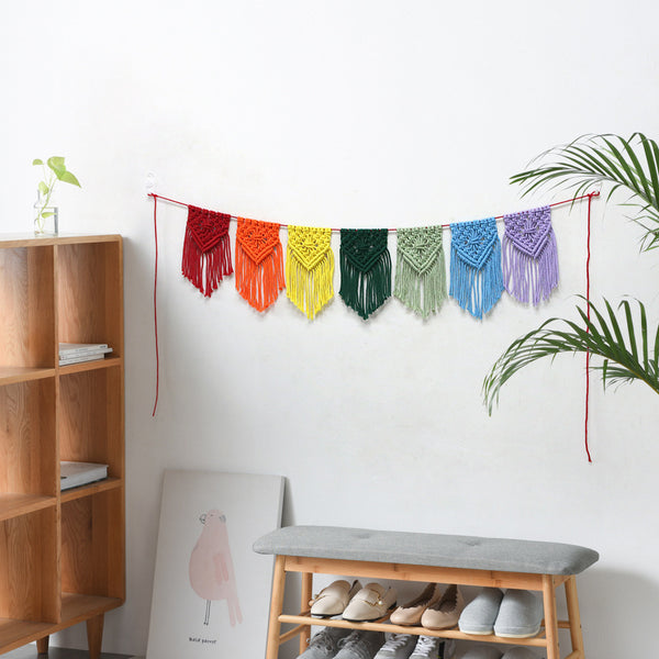 Rainbow Banner Macrame Wall Decor