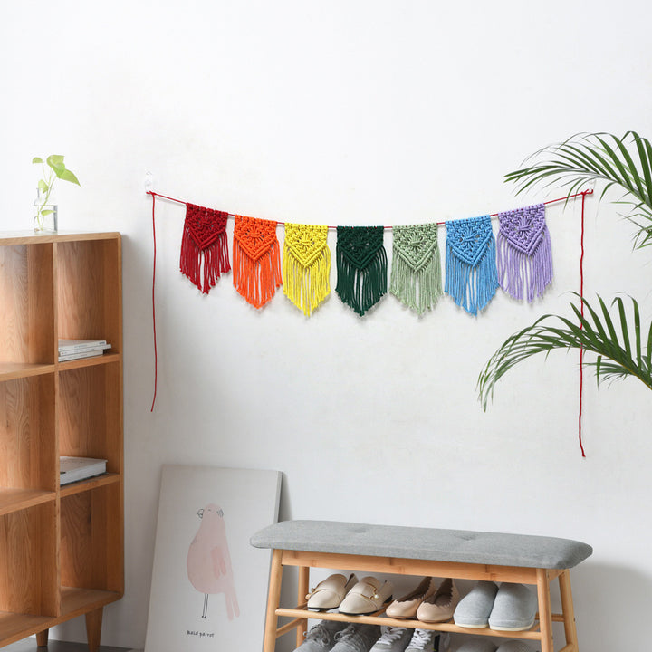 Rainbow Banner Macrame Wall Decor