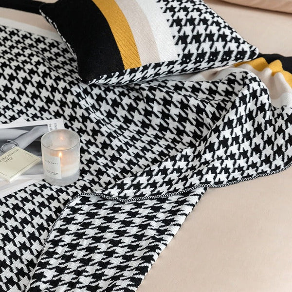 Houndstooth Striped Blanket