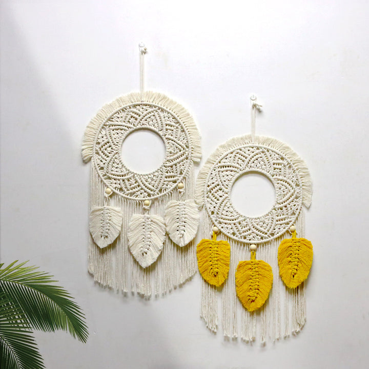Round Feathered Macrame Wall Decor