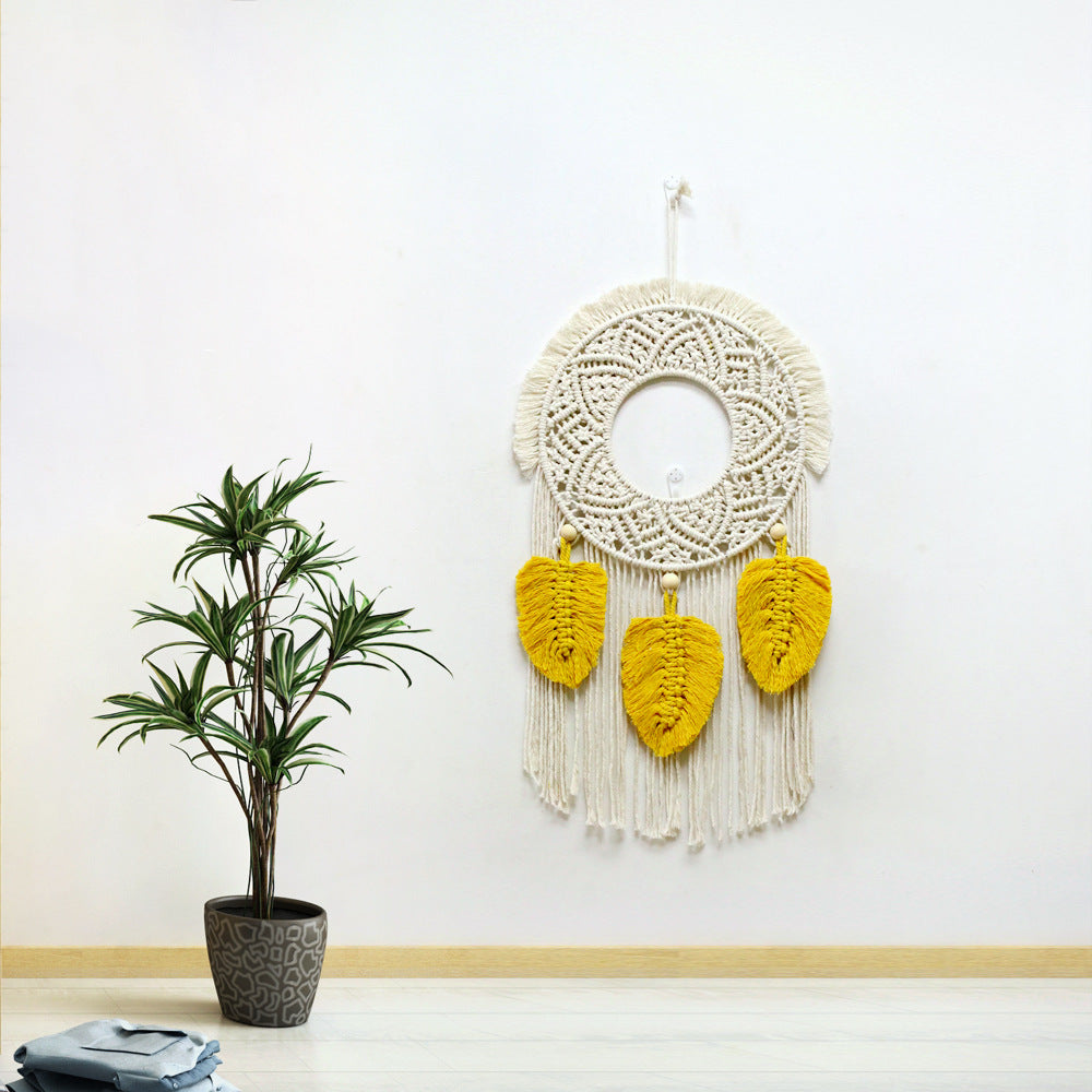 Round Feathered Macrame Wall Decor