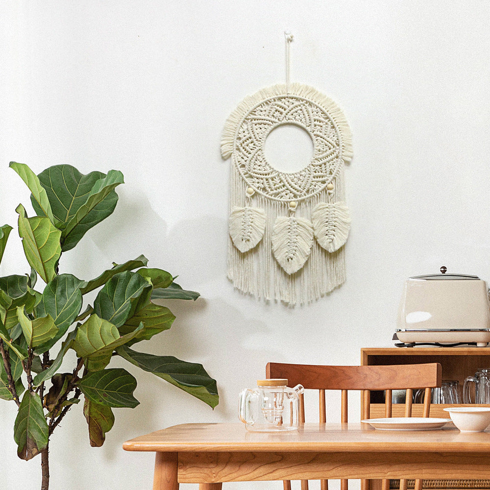 Round Feathered Macrame Wall Decor