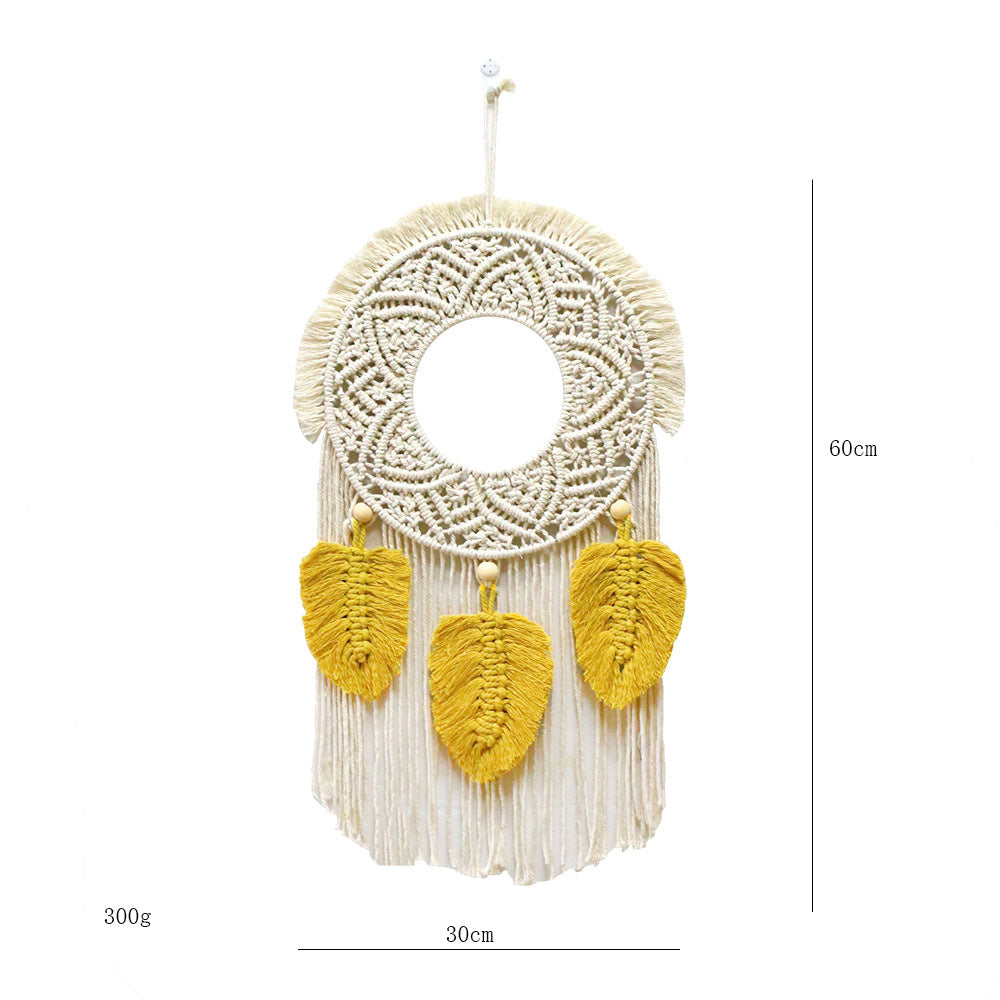 Round Feathered Macrame Wall Decor