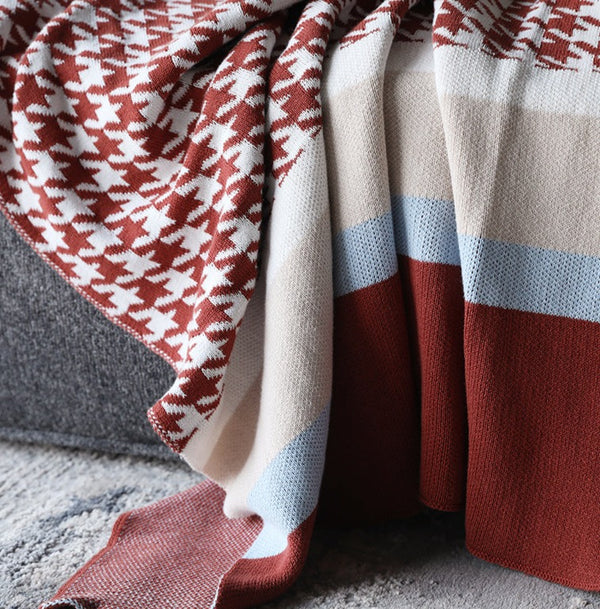 Houndstooth Striped Blanket