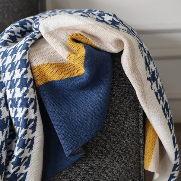 Houndstooth Striped Blanket