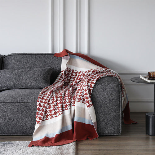 Houndstooth Striped Blanket