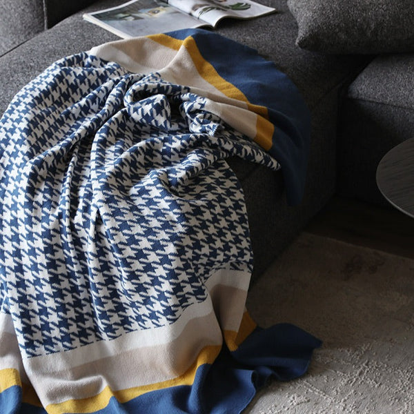 Houndstooth Striped Blanket