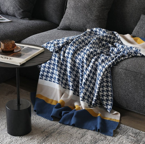 Houndstooth Striped Blanket